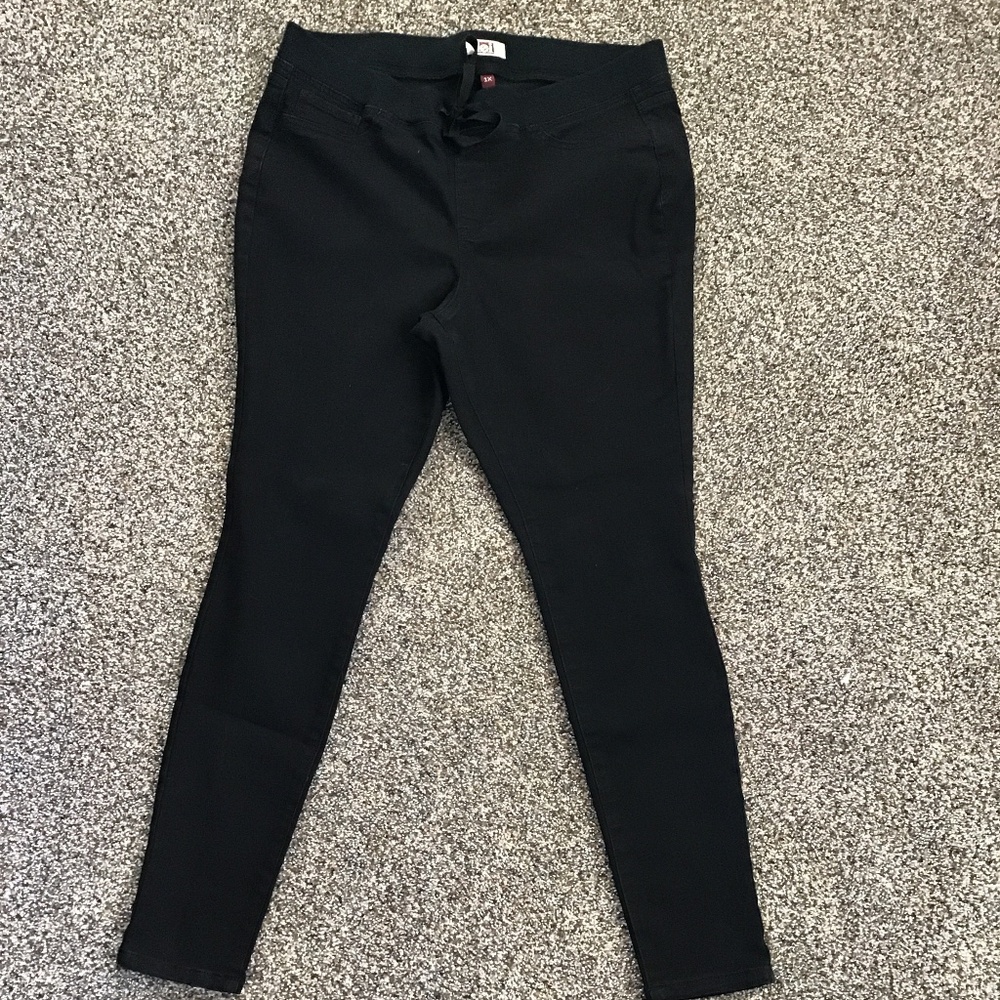 Black Denim Skinny Jeggings Junior Plus 1X